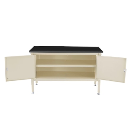 Global Industrial Security Cabinet Bench w/ Phenolic Resin Safety Edge Top, 72inW x 30inD, Tan 253969TN